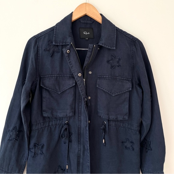 Rails Lancaster Indigo Stars Jacket Tencel Linen Blend Blue Womens Oversized XS - Picture 4 of 11